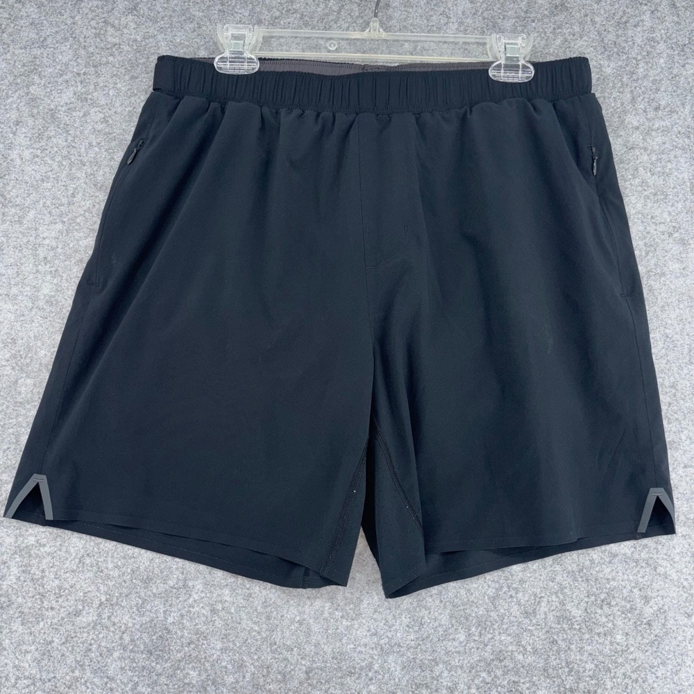 Rhone Mako Shorts Mens Large Black 7 Inch Inseam Lined Athletic Training Gym